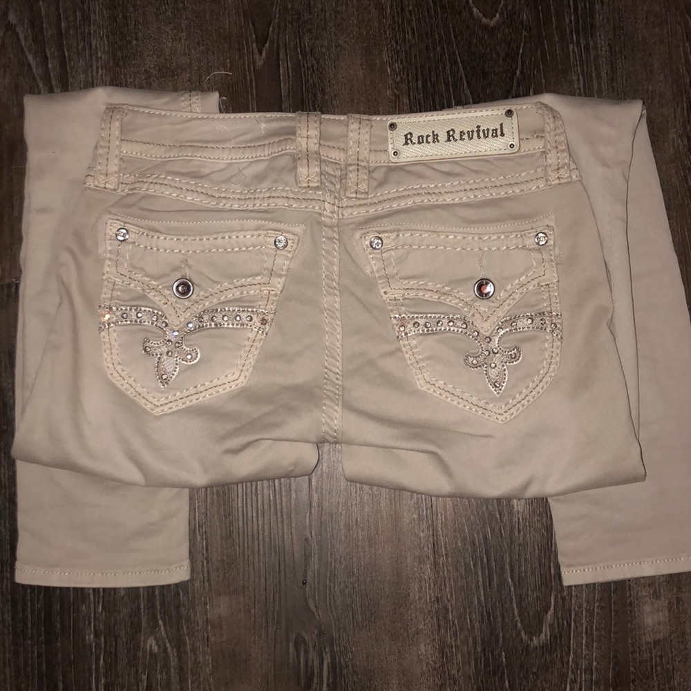 Tan Rock Revival jeans. Brand new. Only worn once